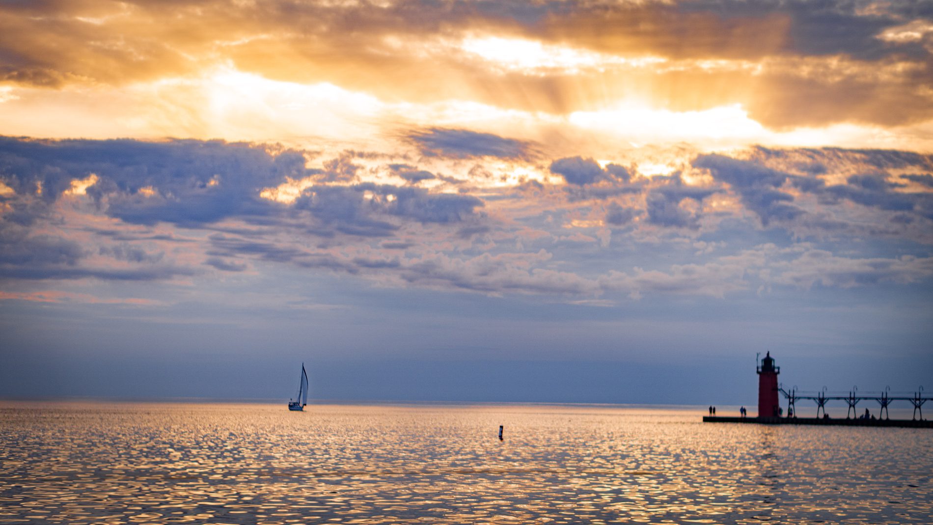 Cinematic sunset over the water