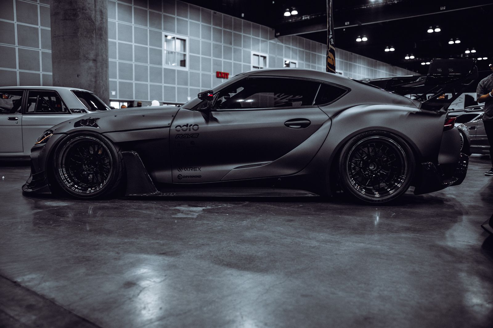 Silver widebody Toyota Supra