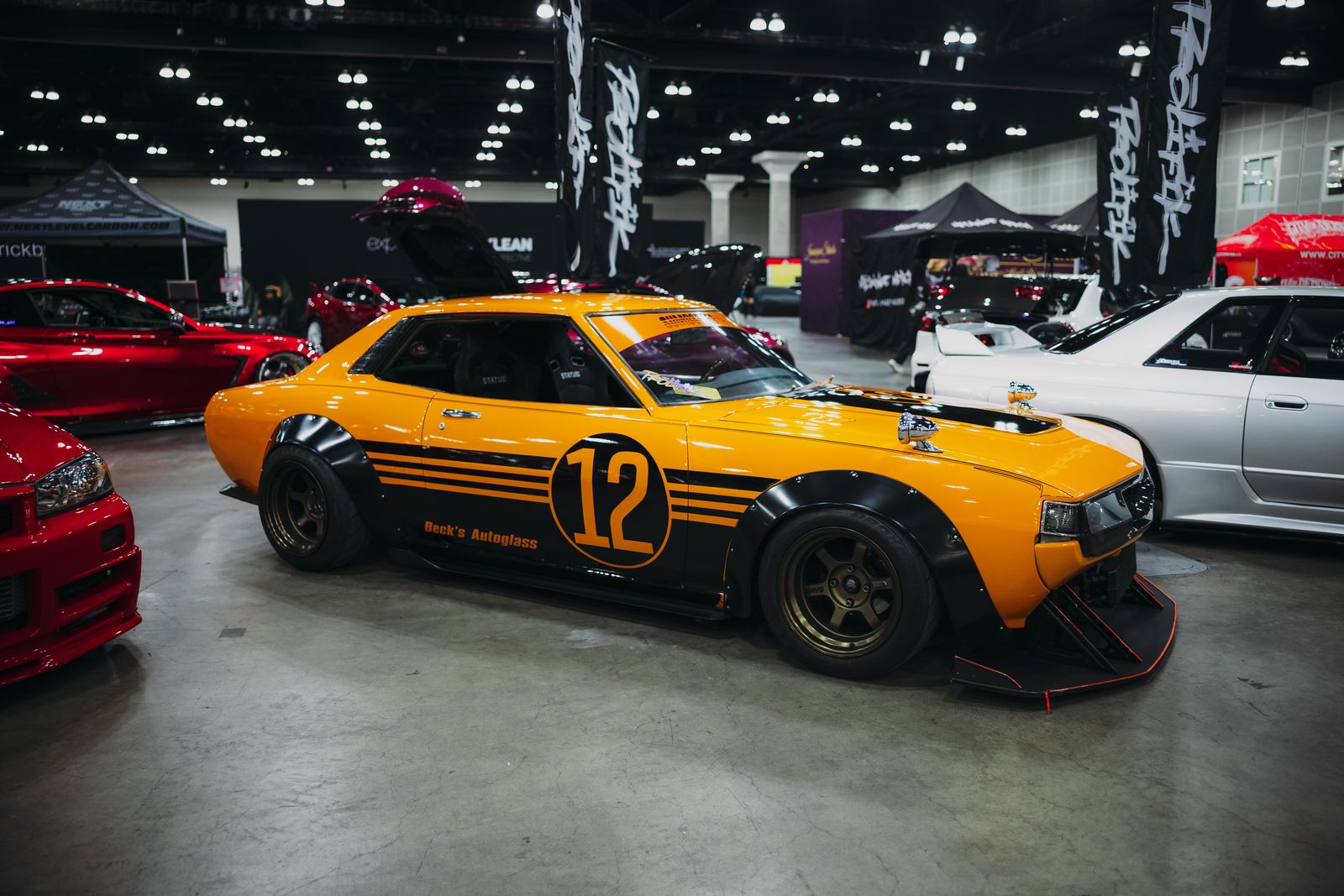 Yellow vintage racer number 12