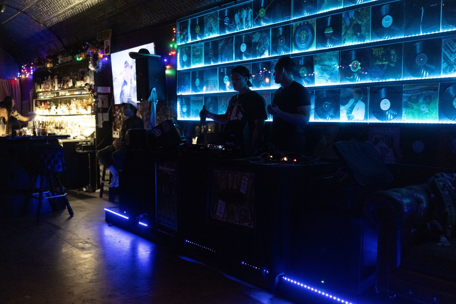 Venue lit with vinyl on the walls