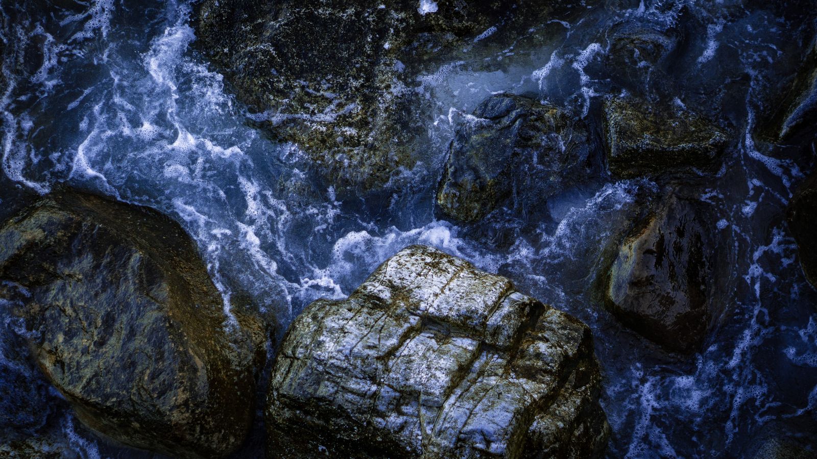 Water flowing over stone