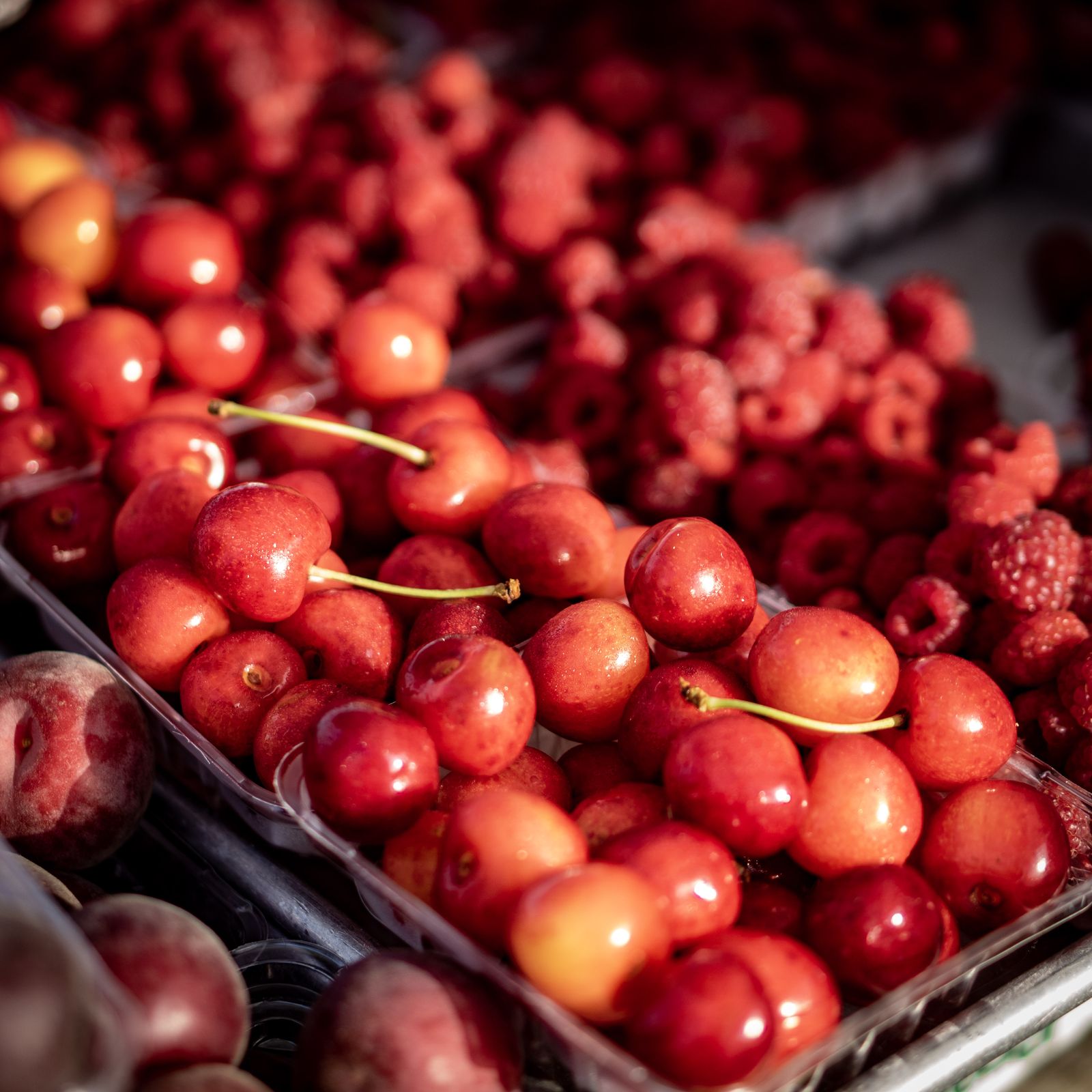 Fresh cherries at market