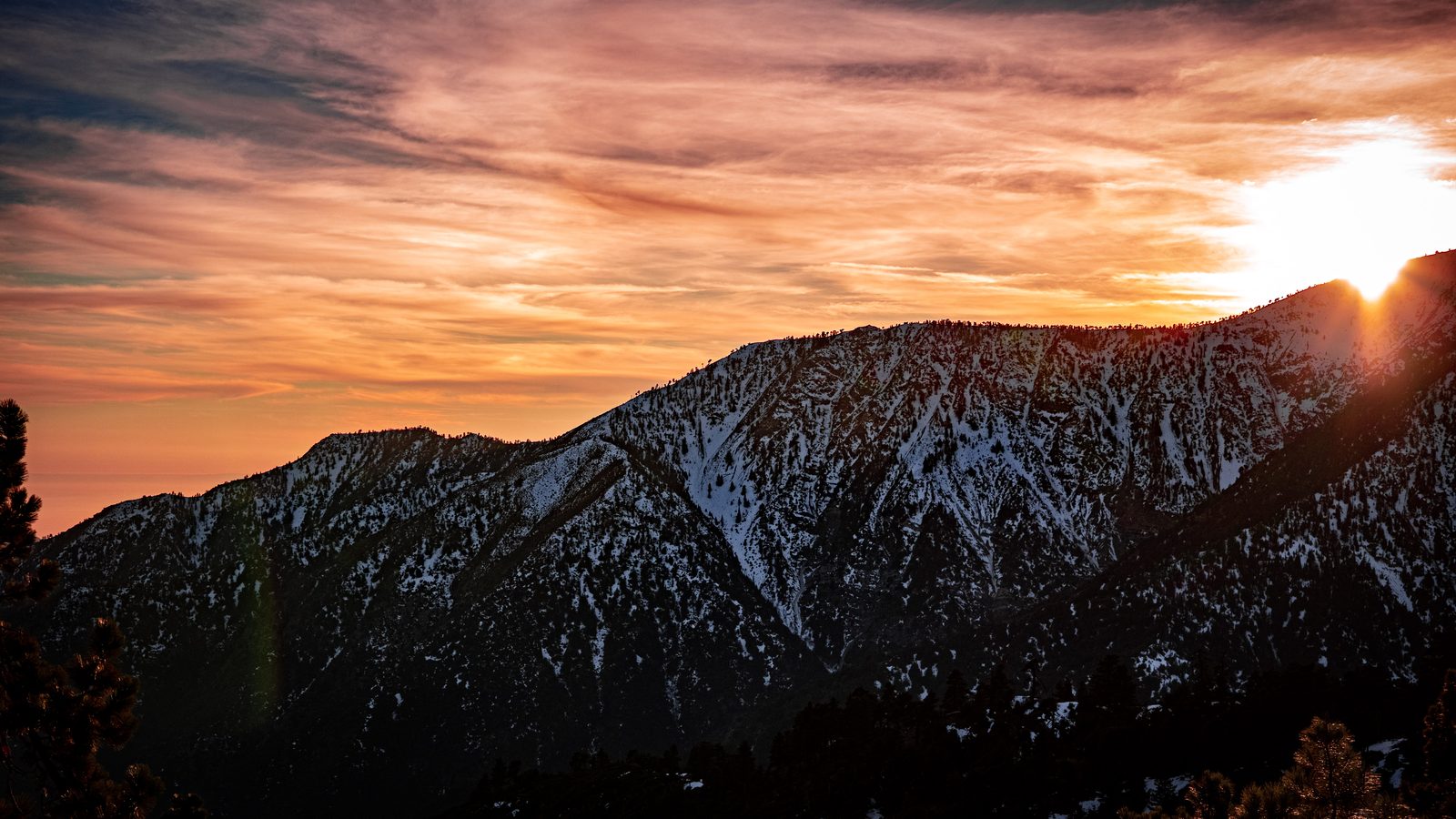 Color-graded mountain sunset frame